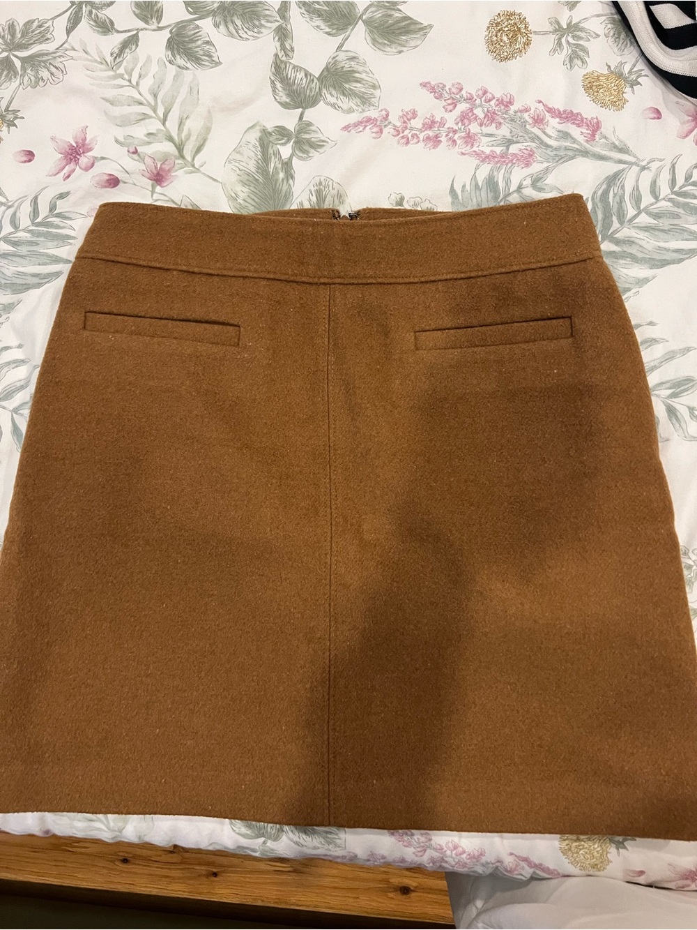 LOFT Camel Brown Wool-Blend Mini Skirt